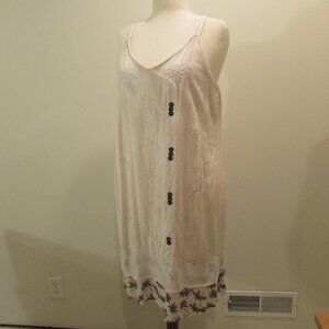 Raya Sun Cream/Ivory Tropical Print Embroidered Sun Dress 3X